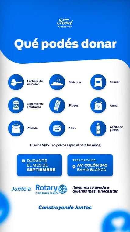 Pieza de la campaña: listado de alimentos que se pueden donar